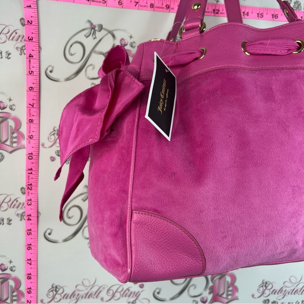 JUICY Couture bag daydreamer brand new chain Pink Suede Drawstring bag purse - Picture 9 of 12